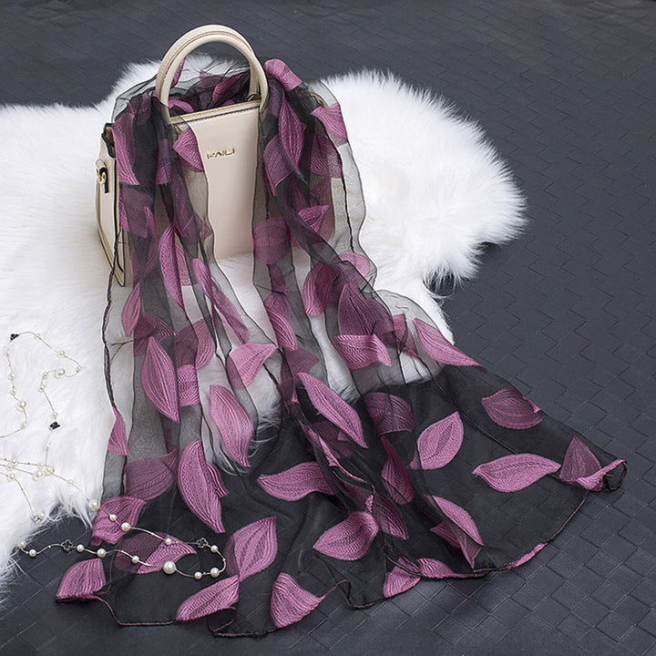 Stornfield | Silk scarf with cut flowers hollow motif