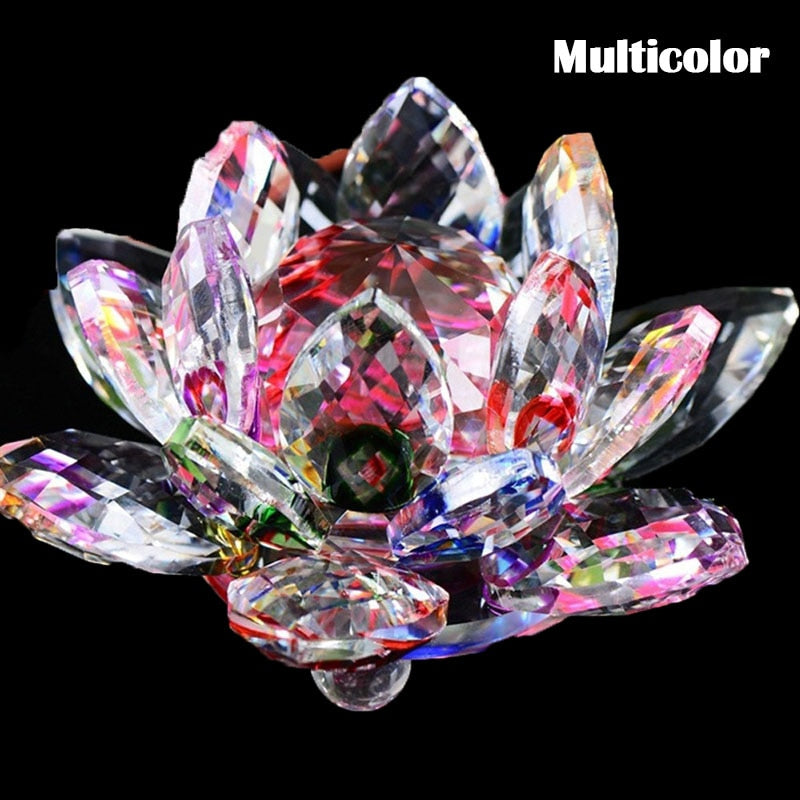 Stornfield | 80mm Quartz Crystals Lotus Flower Craft Glass Fengshui Ornaments Healing Crystals Home Decoration Wicca Party Decor Yoga Gifts Souvenir