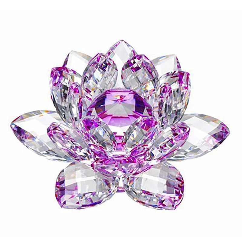 Stornfield | 80mm Quartz Crystals Lotus Flower Craft Glass Fengshui Ornaments Healing Crystals Home Decoration Wicca Party Decor Yoga Gifts Souvenir