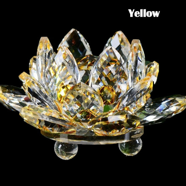 Stornfield | 80mm Quartz Crystals Lotus Flower Craft Glass Fengshui Ornaments Healing Crystals Home Decoration Wicca Party Decor Yoga Gifts Souvenir