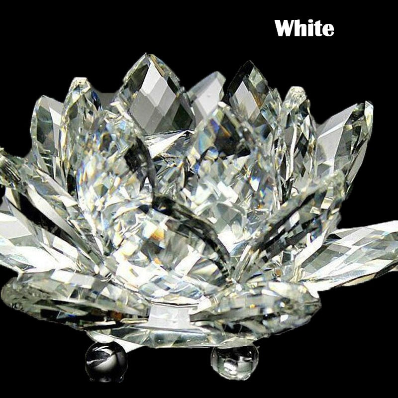 Stornfield | 80mm Quartz Crystals Lotus Flower Craft Glass Fengshui Ornaments Healing Crystals Home Decoration Wicca Party Decor Yoga Gifts Souvenir