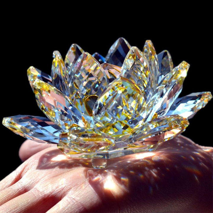 Stornfield | 80mm Quartz Crystals Lotus Flower Craft Glass Fengshui Ornaments Healing Crystals Home Decoration Wicca Party Decor Yoga Gifts Souvenir