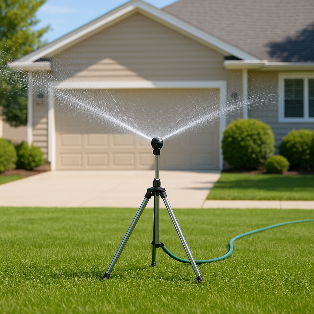 Stornfield | Adjustable 360° Garden Sprinkler on Tripod – Stainless Steel Height-Adjustable Lawn Irrigation System