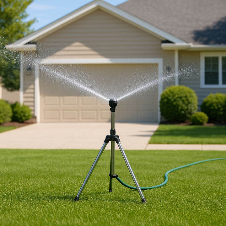 Stornfield | Adjustable 360° Garden Sprinkler on Tripod – Stainless Steel Height-Adjustable Lawn Irrigation System
