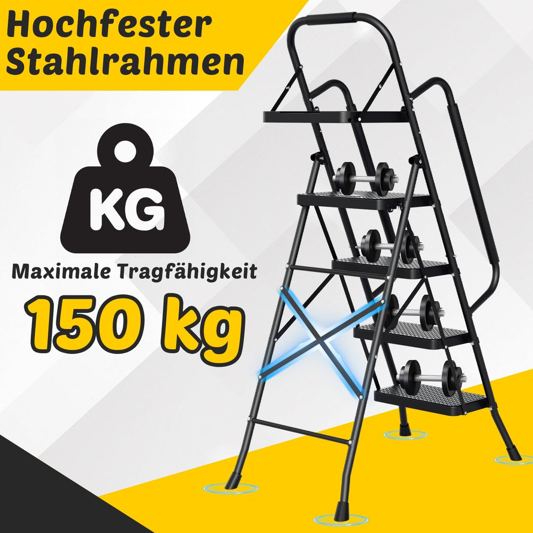 Folding Ladder 4 Steps/5 Steps with Removable Armrests | Stornfield