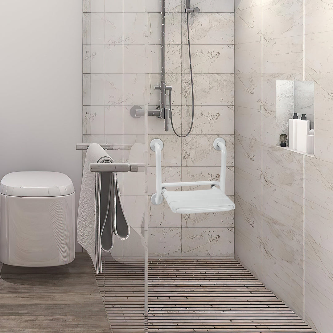 Foldable shower seat with armrests wall-mounted | Stornfield
