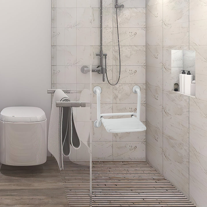 Foldable shower seat with armrests wall-mounted | Stornfield