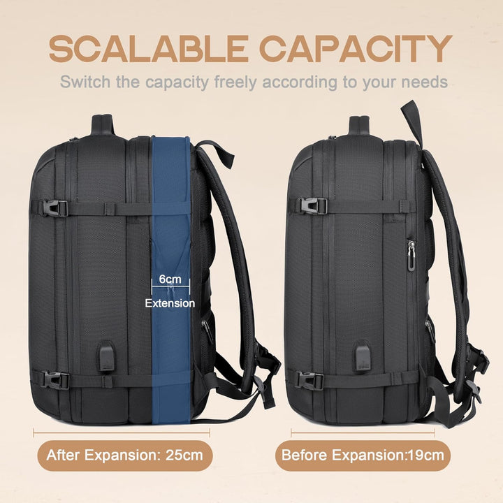 40L Expandable Waterproof Travel Backpack with USB Port & 17” Laptop Sleeve – AirVoyage | Stornfield
