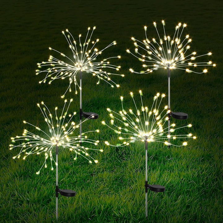 Stornfield | 4 Pieces Solar Firework Garden Lights - Weatherproof LED Decorative Lighting, Solar Powered for Garden and Patio