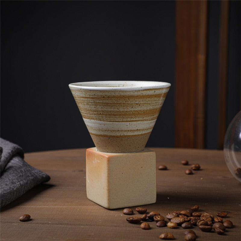 Coarse Pottery Coffee Mug with Conical Seam Base Cup & Base Set | Stornfield