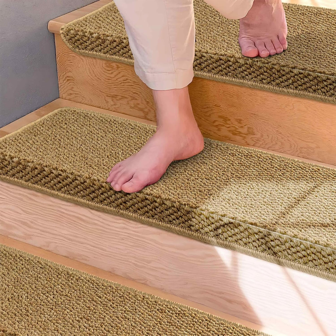 Stornfield | Non-Slip Bullnose Carpet Stair Treads with Edge Protection – Lureva (14 Pack, Beige)