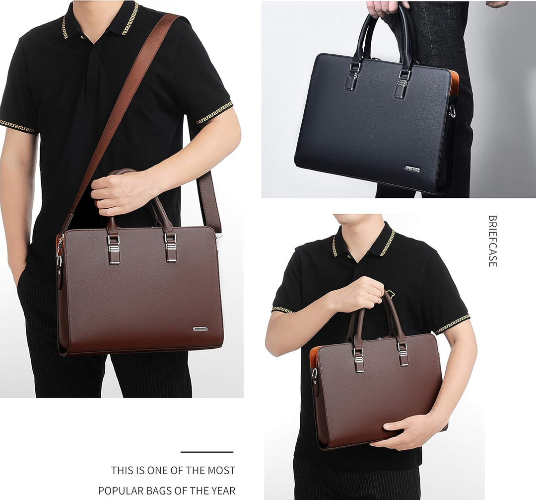 Genuine Leather Multi-Compartment Business Briefcase for Professionals | Stornfield