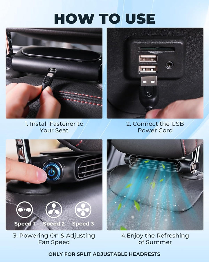Stornfield | 3 Speeds USB Car Cooling Fan & Headrest Mount – AutoBreeze (1+1 FREE)