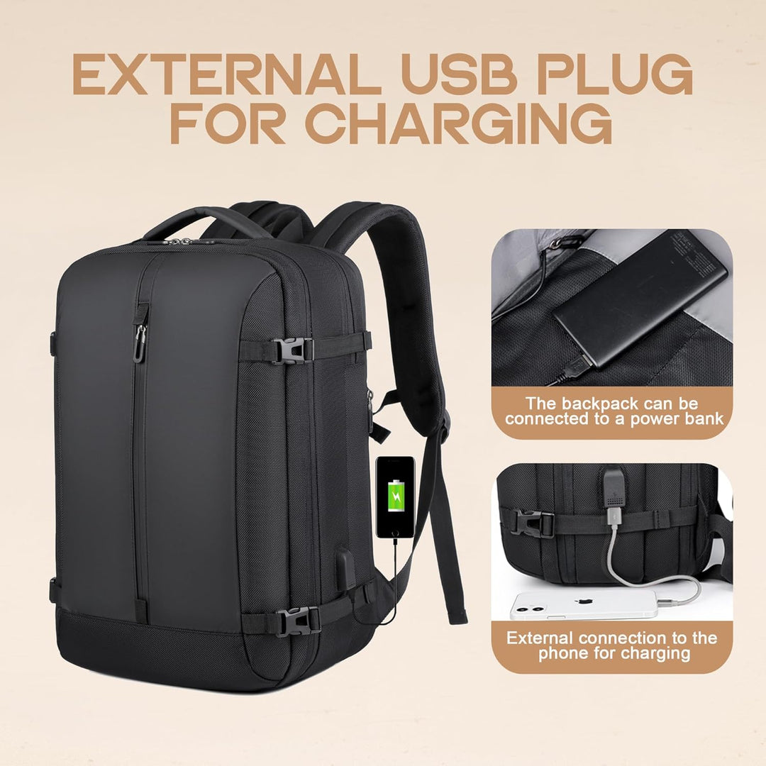 40L Expandable Waterproof Travel Backpack with USB Port & 17” Laptop Sleeve – AirVoyage | Stornfield