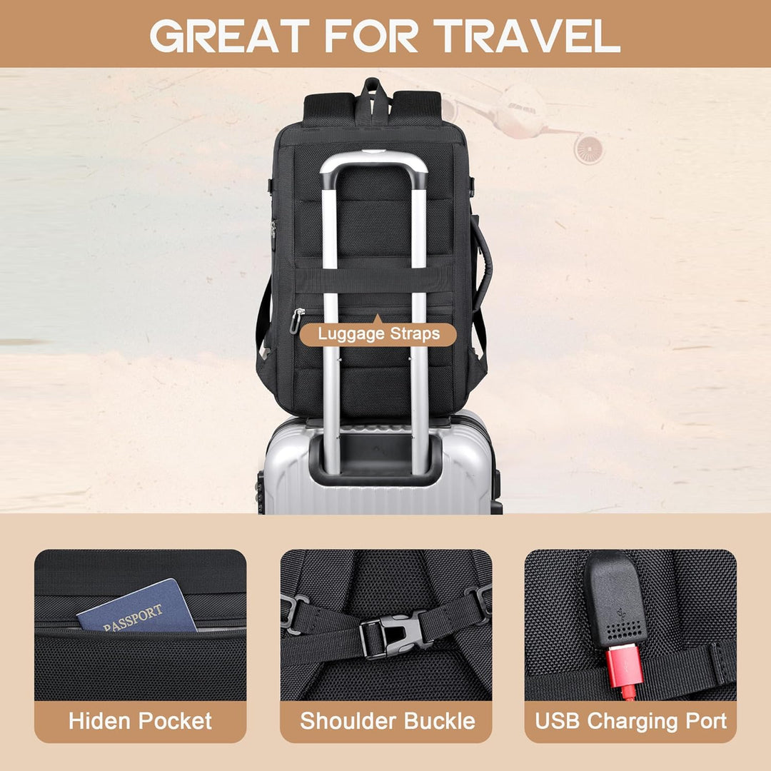 40L Expandable Waterproof Travel Backpack with USB Port & 17” Laptop Sleeve – AirVoyage | Stornfield