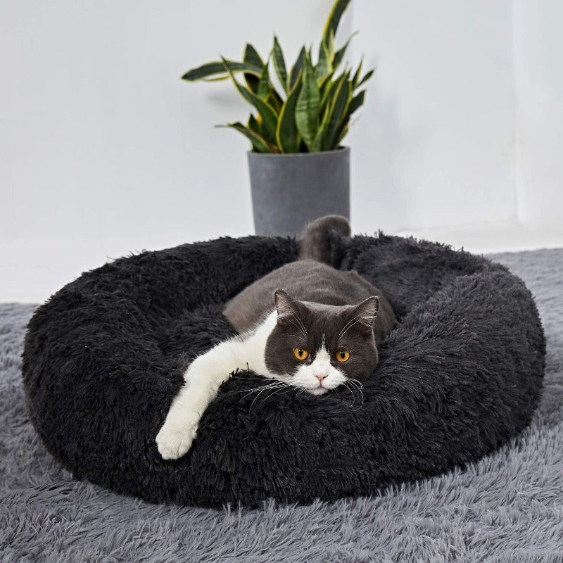 Stornfield | PawNest Soothing Donut Cat Bed | Round Plush Kennel | Stress-Reducing and Comfortable | Perfect for Cats and Small Dogs