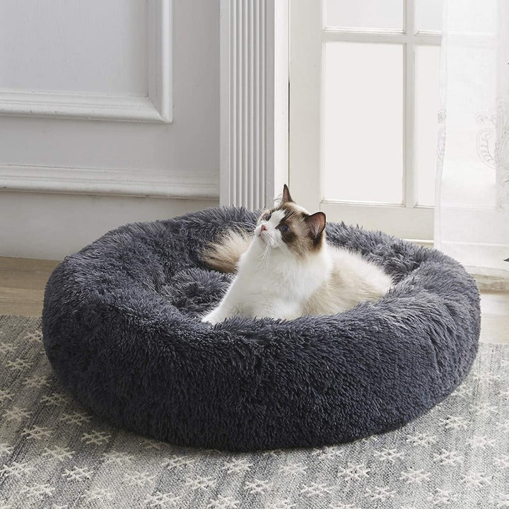Stornfield | PawNest Soothing Donut Cat Bed | Round Plush Kennel | Stress-Reducing and Comfortable | Perfect for Cats and Small Dogs