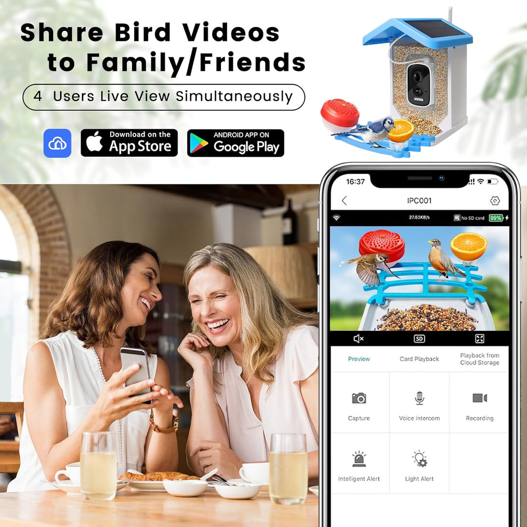 Smart Bird Feeder with Solar Camera – AI Bird Recognition & Night Vision | Stornfield