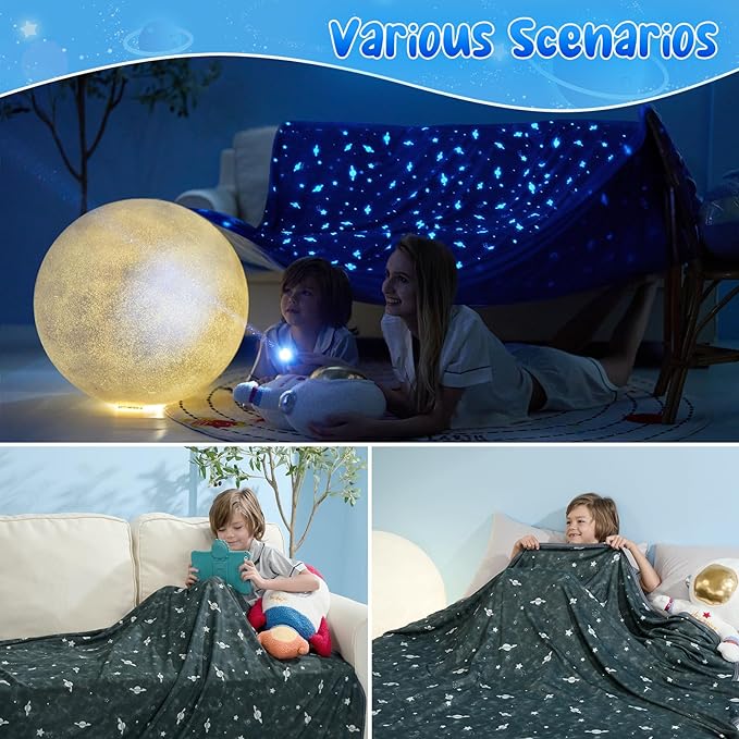 Glow-in-the-Dark Cooling Blanket For Kids– Q-Max > 0.5, Double-Sided Color Black | Stornfield