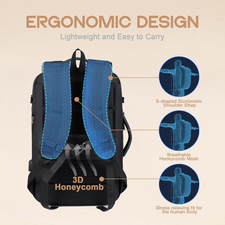 40L Expandable Waterproof Travel Backpack with USB Port & 17” Laptop Sleeve – AirVoyage | Stornfield