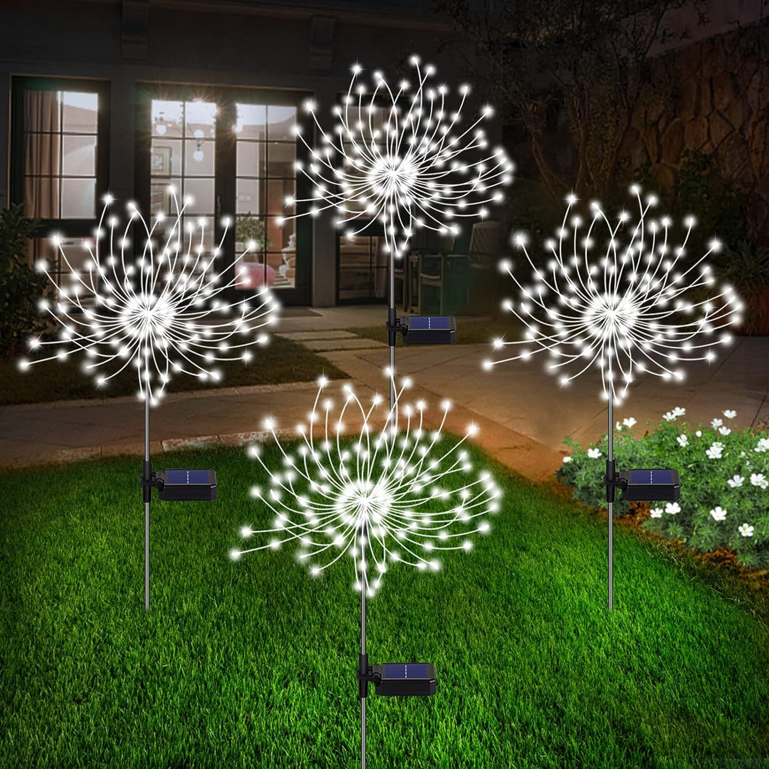 Stornfield | 4 Pieces Solar Firework Garden Lights - Weatherproof LED Decorative Lighting, Solar Powered for Garden and Patio