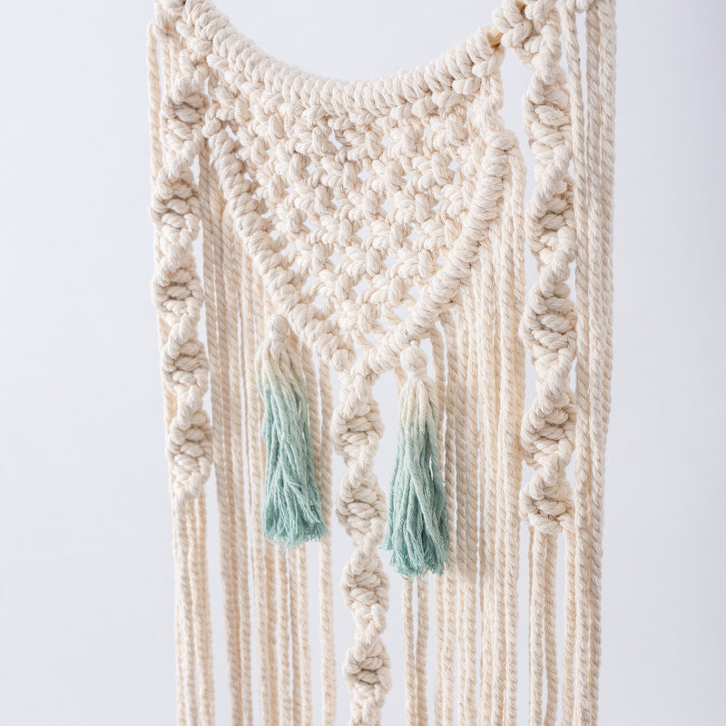 Macrame-Wall-Hanging-Set with handmade fringes and Boho-seat-cushion