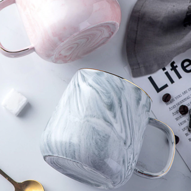 Elegant Marble Ceramic Mug with Golden Accents for Daily Use | Stornfield