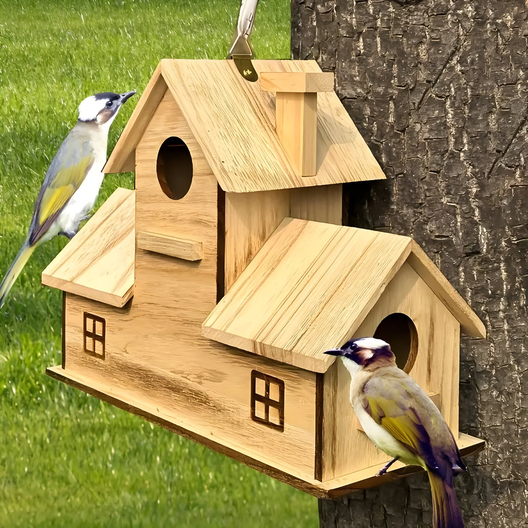WoodlandBird House- Wooden Hanging Birdhouse with 3-Hole | Stornfield