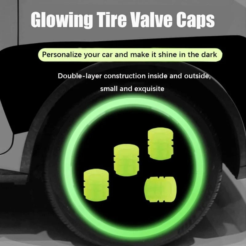 20-Pack Neon Green Glow Tire Valve Caps – No Battery Needed, Universal Fit Stornfield