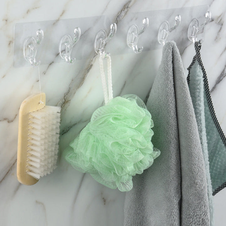 6 Hooks Multifunctional Self-Adhesive Hooks No Drilling Wall Transparent Hook | Stornfield