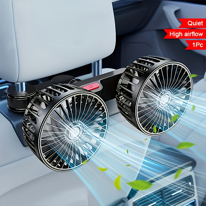 Stornfield | Double Fan AirTrek Duo | 360° rotatable | Ultra-quiet & Compact | USB Car Fan with 5 Blades