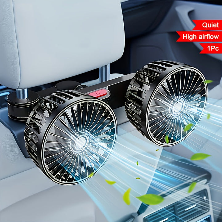 Stornfield | Double Fan AirTrek Duo | 360° rotatable | Ultra-quiet & Compact | USB Car Fan with 5 Blades
