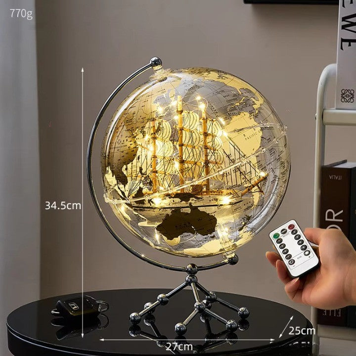 Golden Sail World Map Decor LED Light | Stornfield