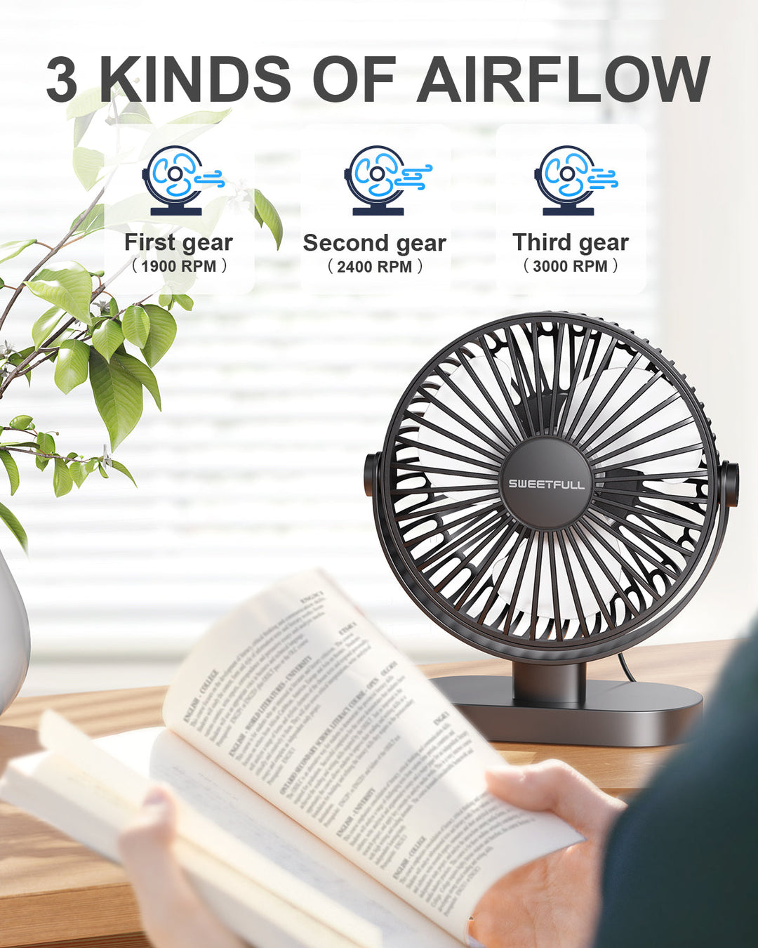 6.5 Inch USB Small Desk Fan for Home Office Car Outdoor Travel | Stornfield