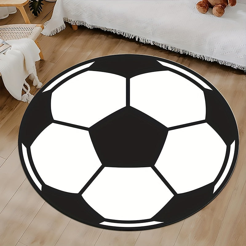 Round football rug with non-slip bottom – Sporty rug for children's room & living room | Stornfield