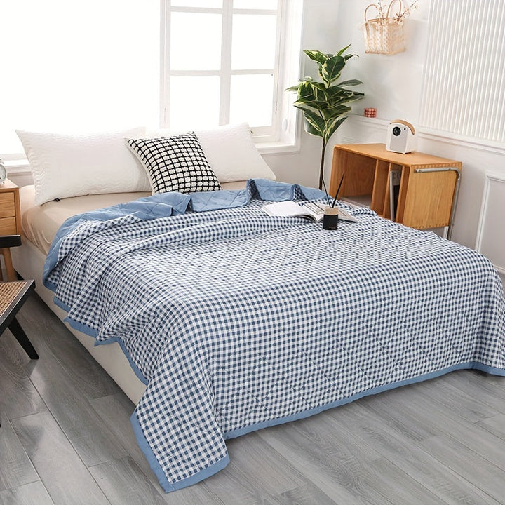 Elegant Preppy Plaid Summer Blanket for Cool Nights | Stornfield