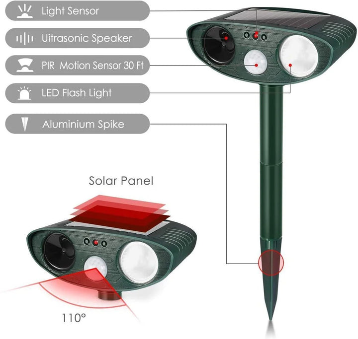 Stornfield | Solar-Powered Ultrasonic Deer Repeller - Effective Deer Deterrent for Gardens & Yards in 48 Hours
