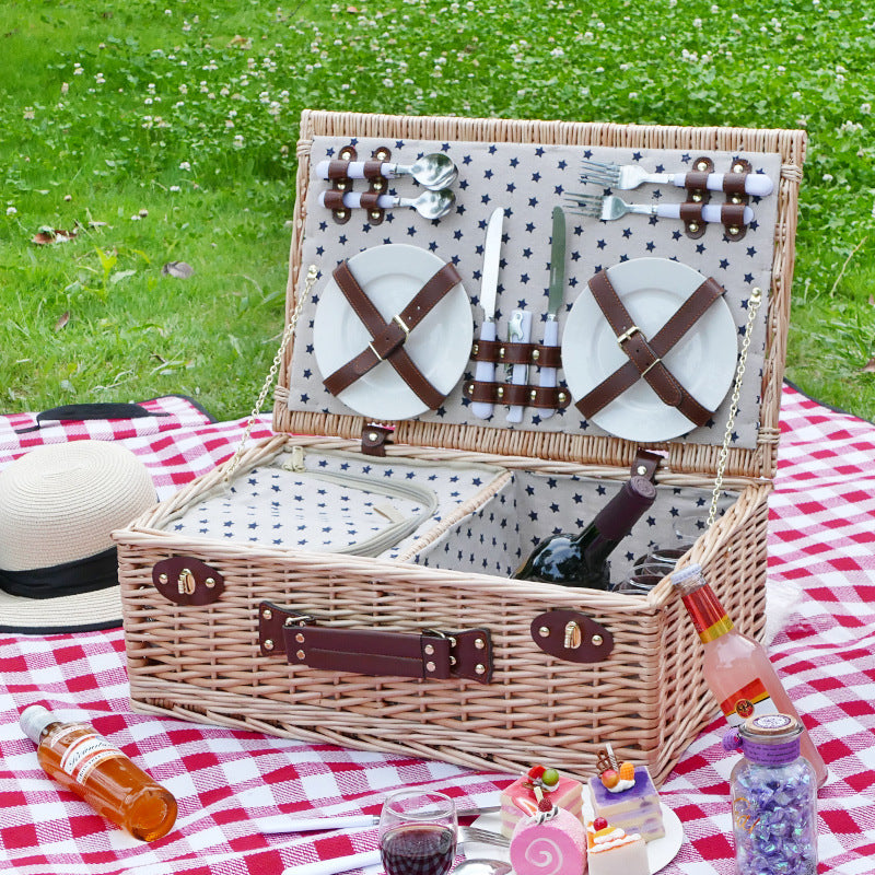 Ladies picnic basket with integrated dish set and insulated cooling area Stornfield