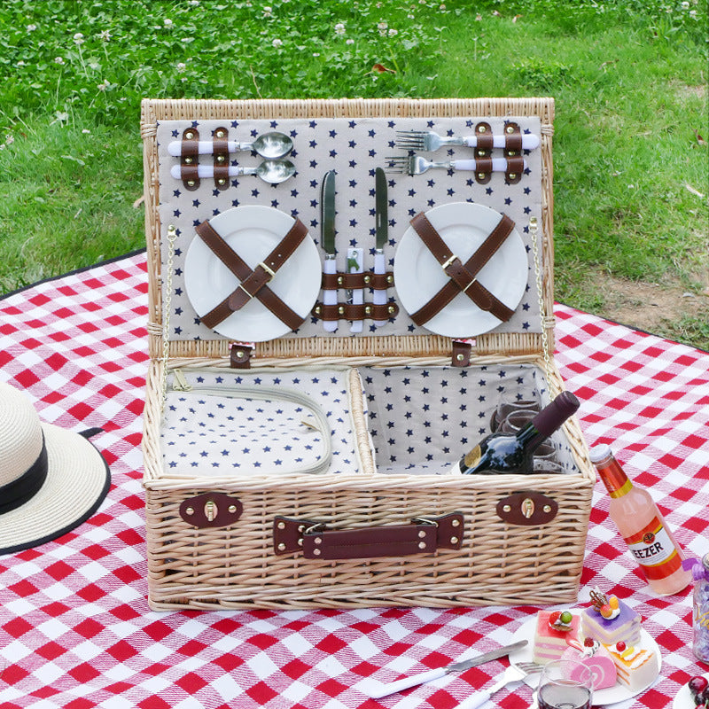 Ladies picnic basket with integrated dish set and insulated cooling area Stornfield