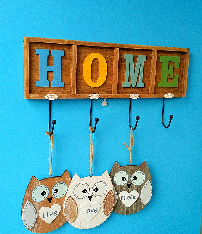 Atmospheric Owl Theme Wall Hook Organizer