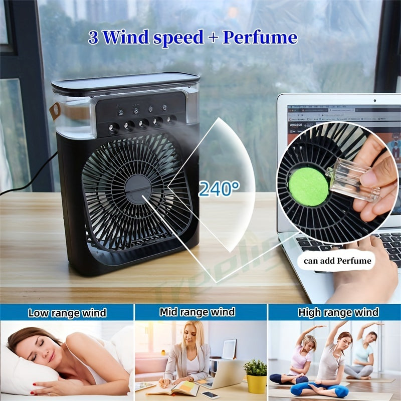 5A 2V Portable 600ml Spray Cooler Fan Desk USB Rechargeable Perfume Humidifier Air Conditioning A/C Cooling Fan 3 Wind Speeds | Stornfield