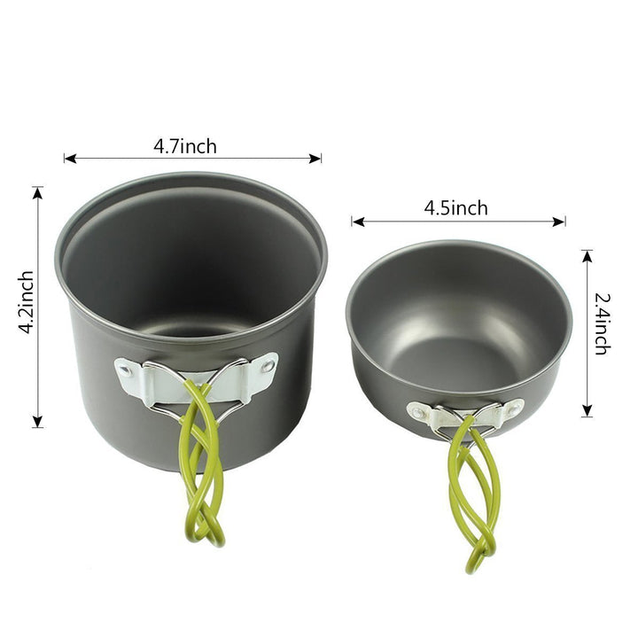 compact lightweight camping cookware and backpacking cook set with folding stove and nesting non-stick pots Stornfield