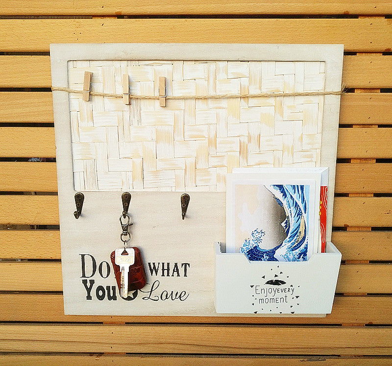 Decorative Wall Organizer with Key Hooks and Message Holder