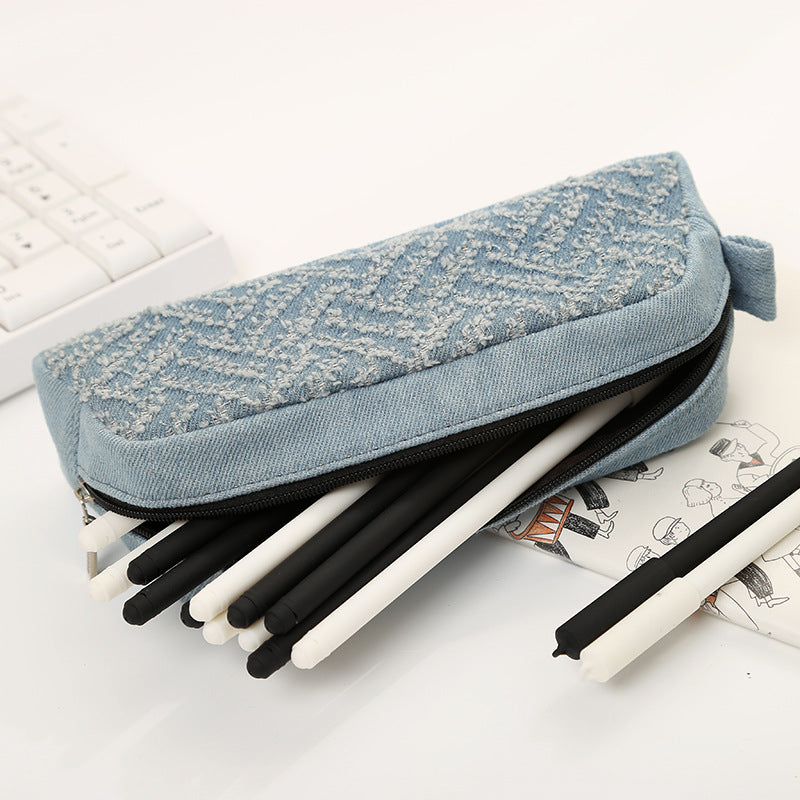 Denim Textured Pencil Case