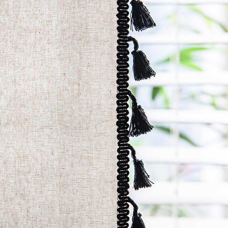 Geometric Tassel Curtain Semi Blackout Drapes in Cotton Blend | Stornfield