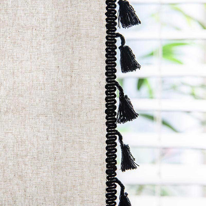Geometric Tassel Curtain Semi Blackout Drapes in Cotton Blend | Stornfield