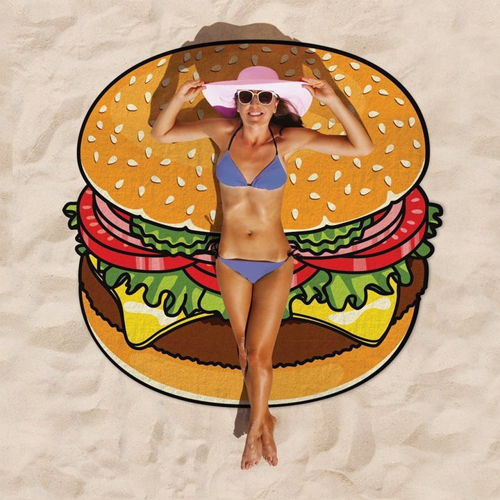 Beach towel in funny Hamburger design Stornfield