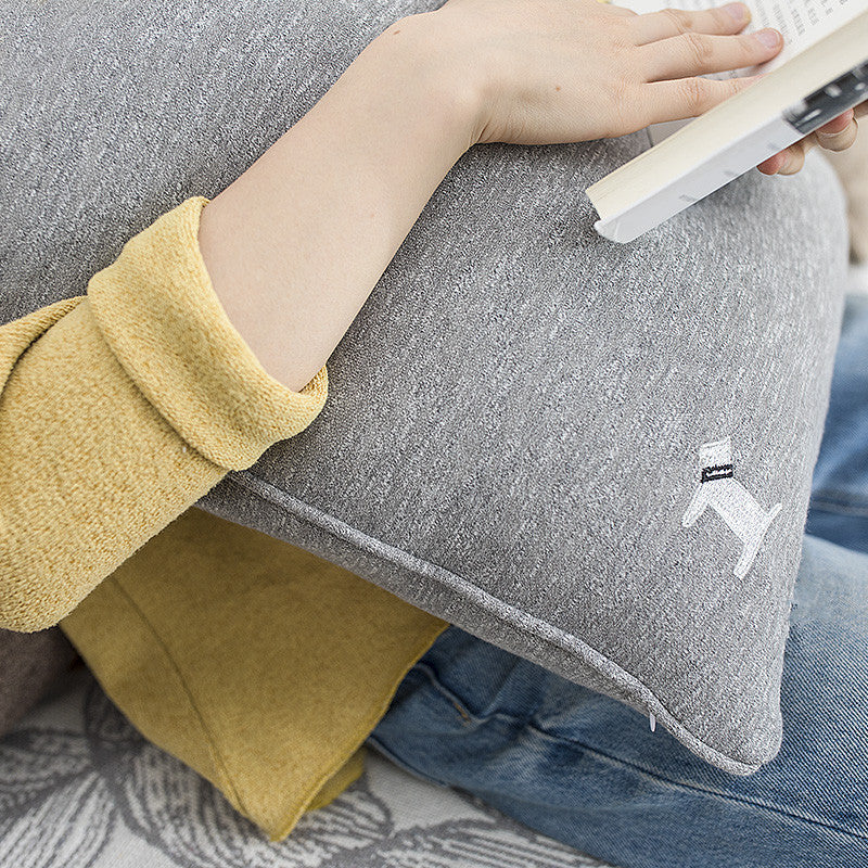 Square pillowcase set with natural linen texture and delicate embroidery design