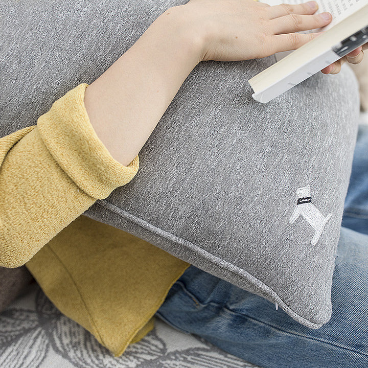 Square pillowcase set with natural linen texture and delicate embroidery design