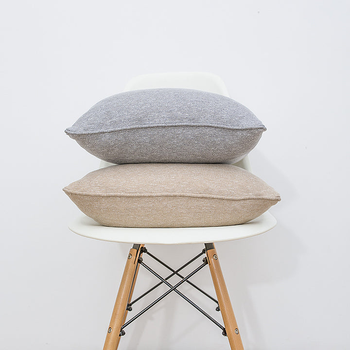Square pillowcase set with natural linen texture and delicate embroidery design